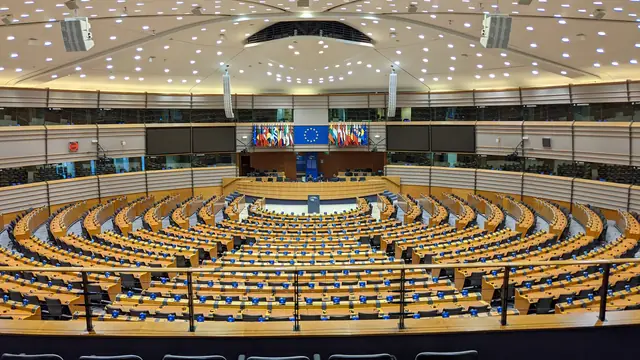 The hemicycle debating chamber of the European Parliament in Brussels.