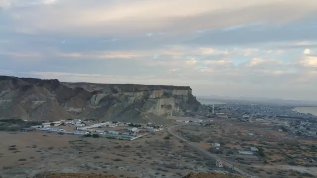 Gwadar Port on the Arabian Sea, the deep-water terminus of the China-Pakistan Economic Corridor, seen from above.